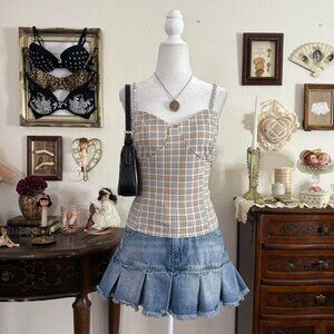 modern preppy girly grunge houndstooth bustier style top